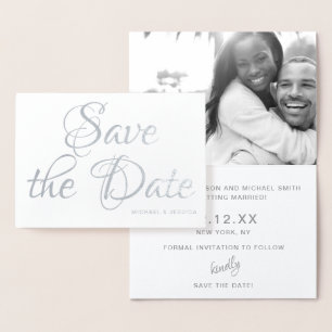Silver Foil Save the Date with Photo Card