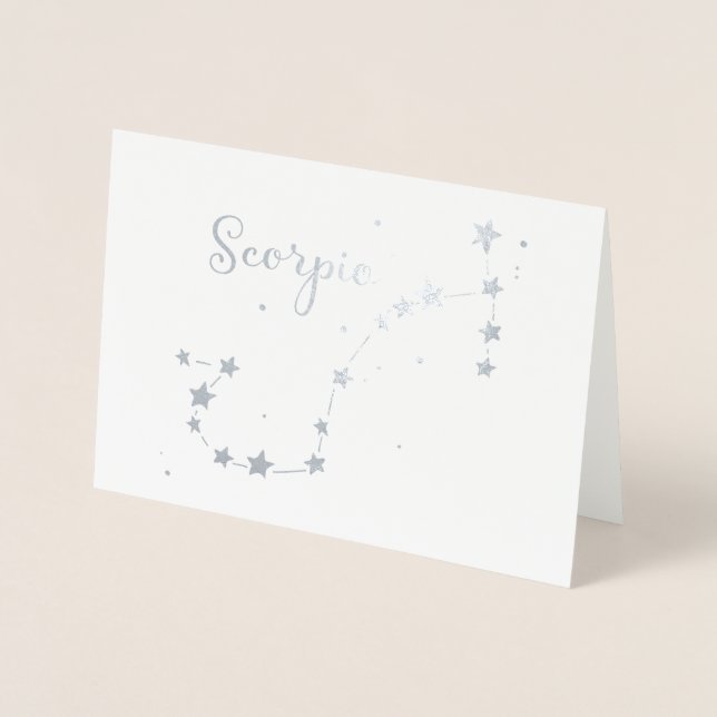 Silver Foil Scorpio Zodiac Constellation Card (Front)