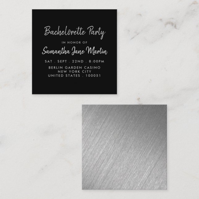 Silver Foil & Script Bachelorette Party Ticket (Front/Back)