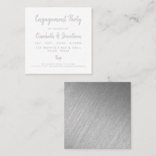 Silver Foil & Script Engagement Party Ticket