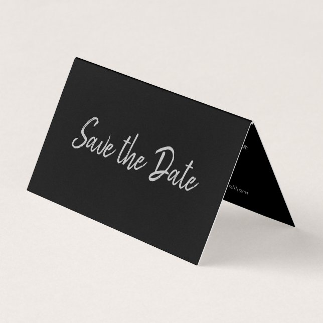 Silver Foil & Script Photo Save The Date Card (Front)