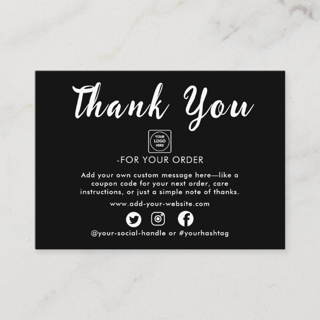 Silver Foil Script Thank You Note Card (Front)