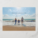Silver foil Seas and Greetings Beach Christmas Foi Foil Holiday Card<br><div class="desc">For more advanced customisation of this design,  simply select the "Customise It" button above!</div>