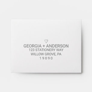 Silver Foil Simple Heart Printed Address RSVP Envelopes