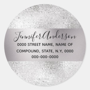 Silver foil sparkle faux shimmer foil shiny classic round sticker
