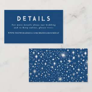 Silver Foil Stars Celestial Wedding Details Enclosure Card