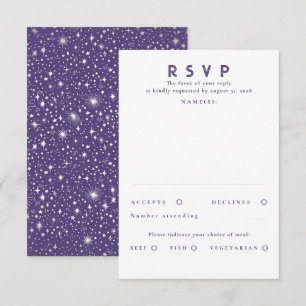 Silver Foil Stars Modern Wedding RSVP Card