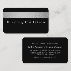 Silver Foil Stripe, Evening Event Ticket Invite