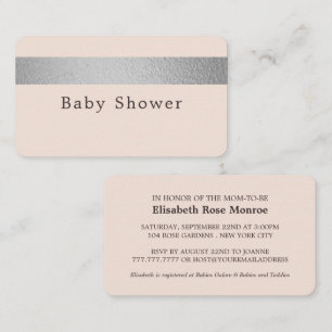 Silver Foil Stripe On Pink Baby Shower Invite