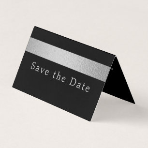Silver Foil Stripe Photo Save The Date Card