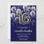 Silver Foil Sweet 16 Bday Balloons Royal Blue Invitation<br><div class="desc">Let your friends know to mark their calendars for your special day with these beautiful dusty blue Sweet 16 invitations. Each invitation features a festive design with beautiful balloons, perfect for setting the mood for a day of fun and celebration. Whether you plan to host a grand ballroom gala or...</div>