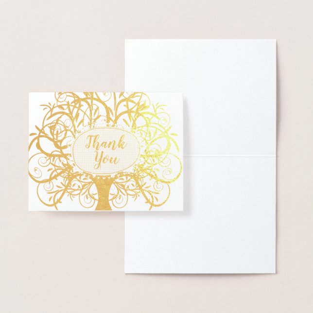 Silver Foil Swirl Tree Thank You Card (Display)