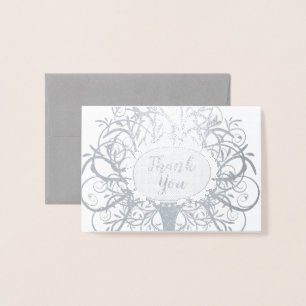 Silver Foil Swirl Tree Thank You Card