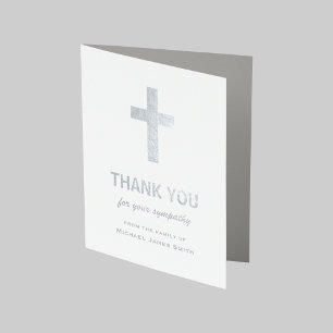 Silver Foil Sympathy Thank You Card with Cross