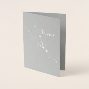 Silver Foil Taurus Zodiac Constellation Card