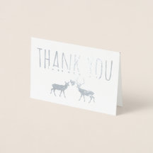 Silver Foil Thank You Deer Photo Name Foil Card