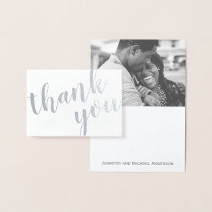 Silver Foil Thank You with Photo and Name Card