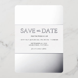 Silver Foil Trendy Modern Wedding Save The Date 