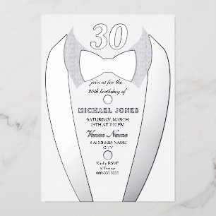 Silver Foil Tuxedo Suit Mens 30th Birthday Party