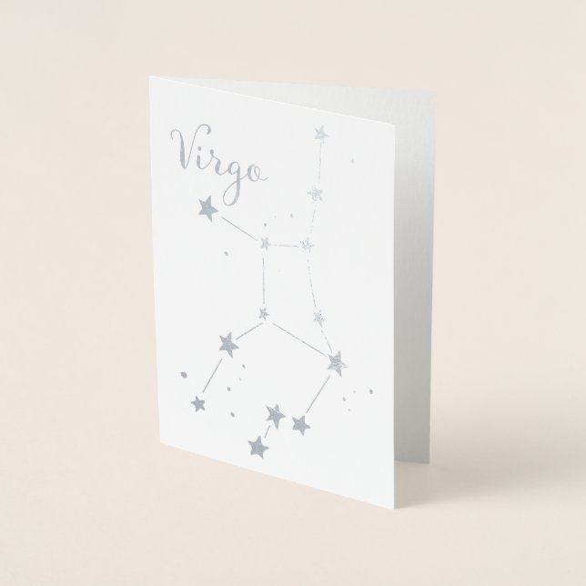 Silver Foil Virgo Zodiac Constellation Card (Front)