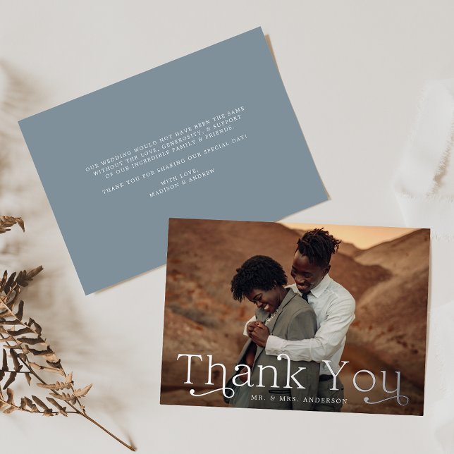 Silver Foil Wedding Photo Thank You Card (Creator Uploaded)