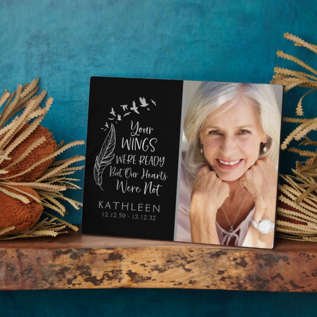 Silver Foil Your Wings Were Ready Photo Plaque (Side)