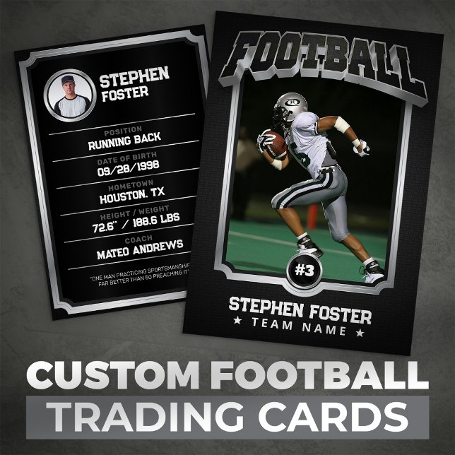 Silver Football Trading Card, Sports Team Card (Creator Uploaded)
