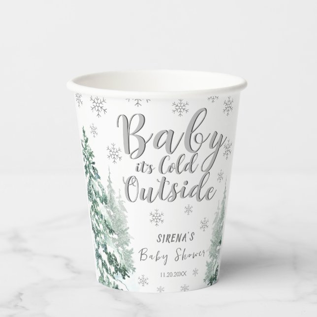 Silver Forest Winter Baby Shower Paper Cup (Front)