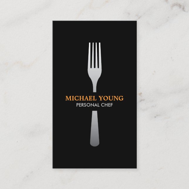 SILVER FORK on BLACK Business Card (Front)