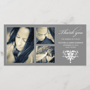 SILVER FORMAL COLLAGE   WEDDING THANK YOU CARD