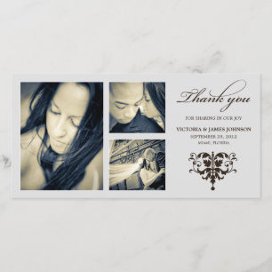 SILVER FORMAL COLLAGE   WEDDING THANK YOU CARD