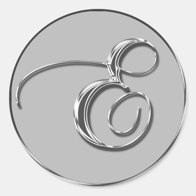 Silver Formal Wedding Monogram E Seal (Front)