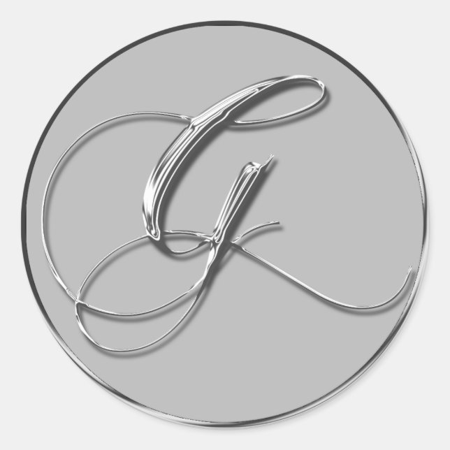 Silver Formal Wedding Monogram G Seals (Front)