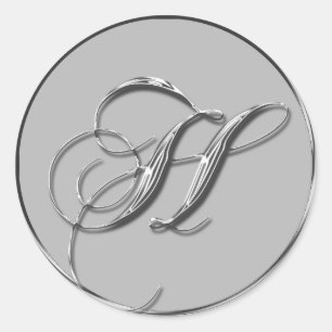 Silver Formal Wedding Monogram H Seal