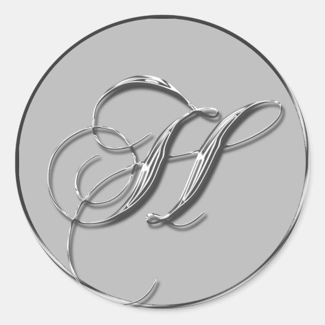 Silver Formal Wedding Monogram H Seal (Front)