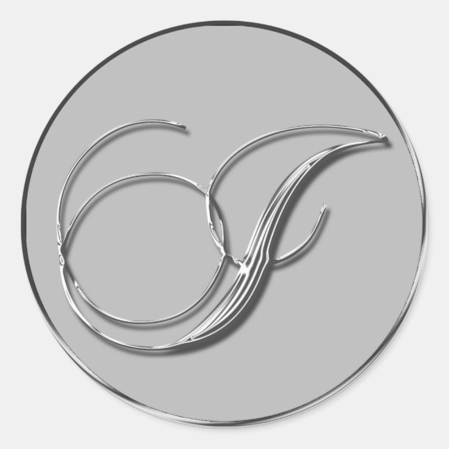 Silver Formal Wedding Monogram J Seal (Front)