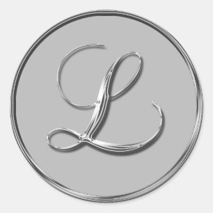 Silver Formal Wedding Monogram L Seal Sticker