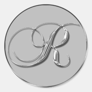 Silver Formal Wedding Monogram R Seal Monogrammed
