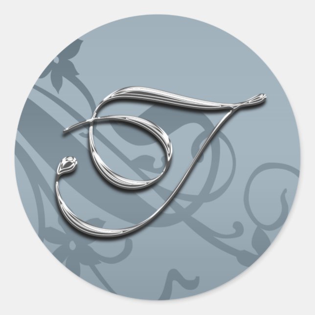 Silver Formal Wedding Monogram T Seal (Front)