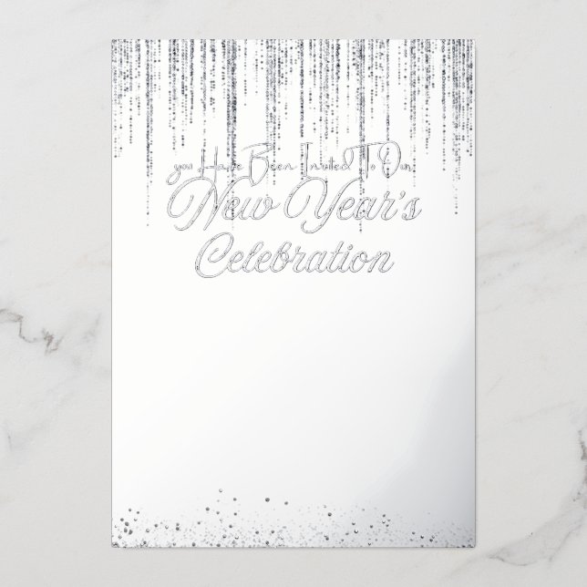 Silver Fouled New Year's Celebration Invite (Front)