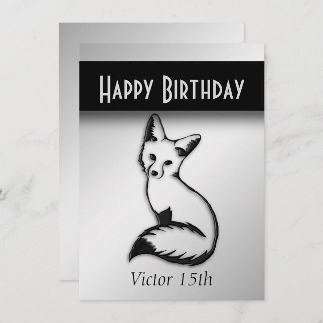 Silver Fox Birthday Party Invitation (Front/Back)