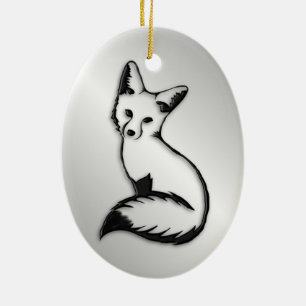 Silver Fox Ceramic Tree Decoration