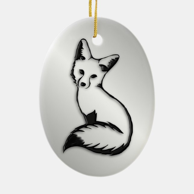 Silver Fox Ceramic Tree Decoration (Back)