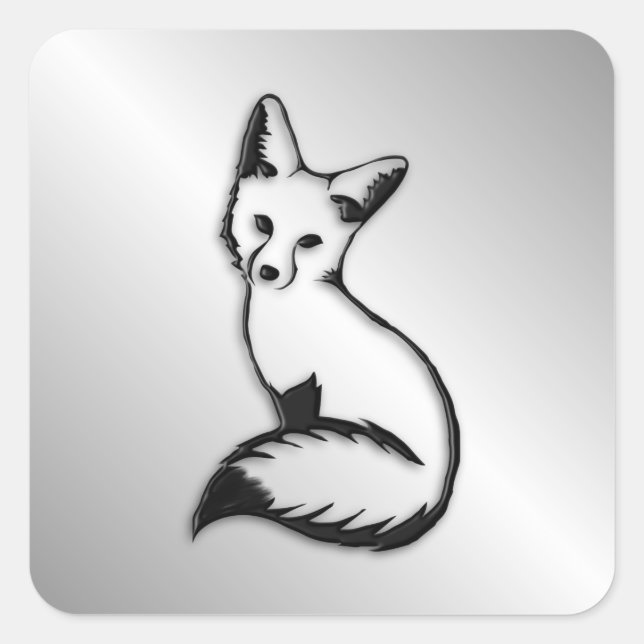Silver Fox Square Sticker (Front)