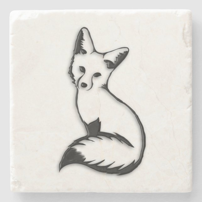 Silver Fox Stone Coaster (Front)