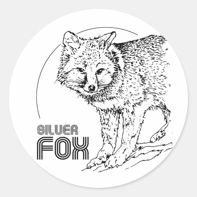 SILVER FOX VINTAGE CLASSIC ROUND STICKER (Front)