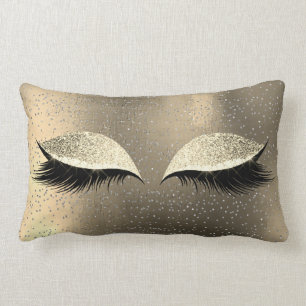 Silver Foxier Glitter Black Glam Makeup Gold Cat Lumbar Cushion