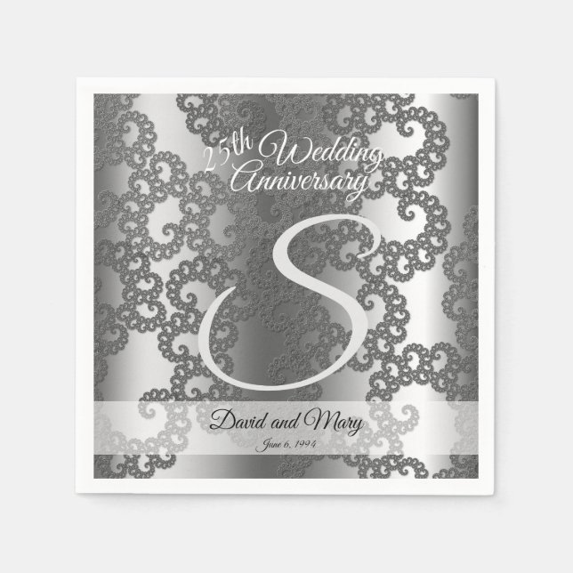 Silver Fractal Anniversary Napkin (Front)