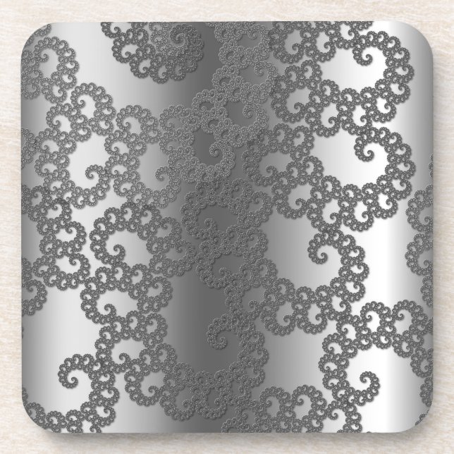 Silver Fractal Art Coaster (Front)