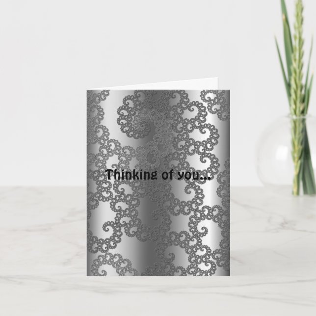 Silver Fractal Art Thinking Of You Card (Front)